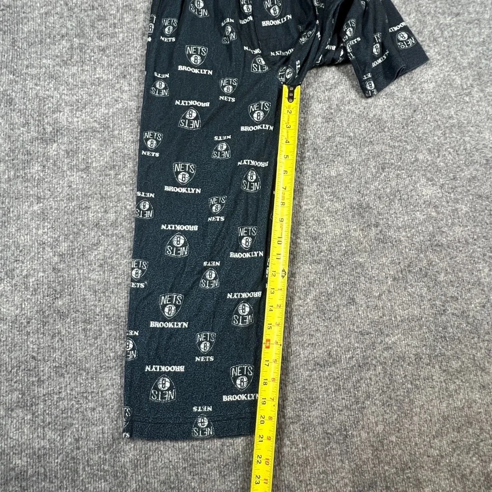 NBA Pajama Pants Boys Small Black Green Brooklyn Nets UNK All Over Print Pull On